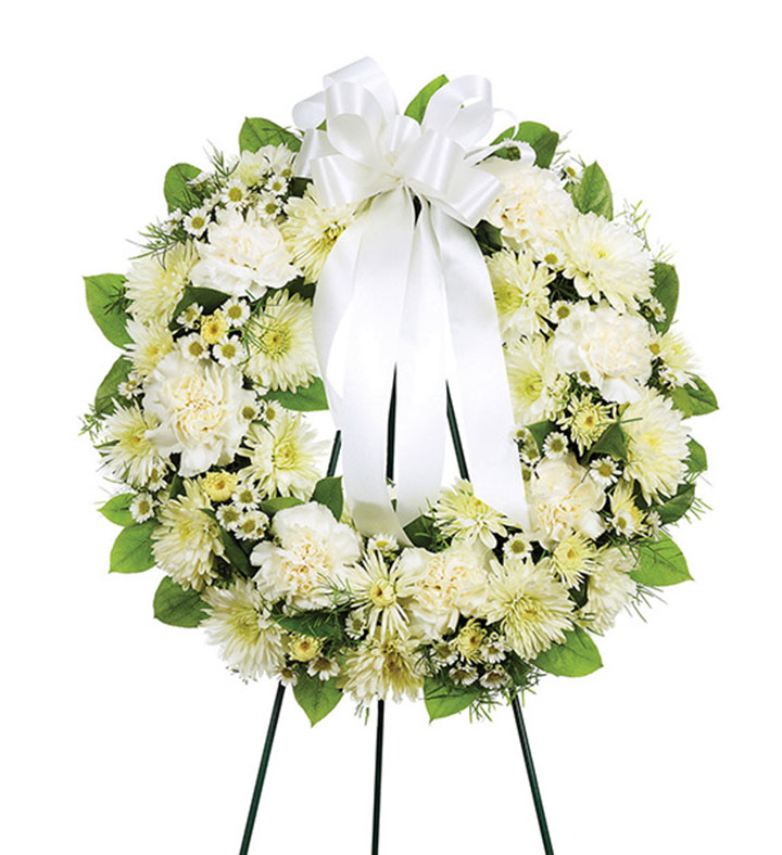 All White Round Standing Spray