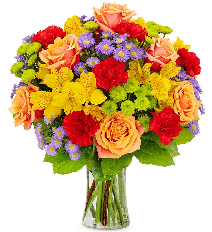 はな Lush Floral Arrangement in Glass Vase | Florists.com