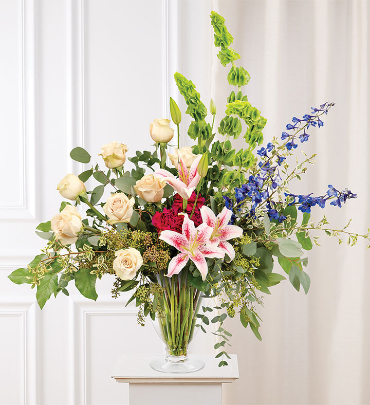 Vased Pastel Tribute Arrangement