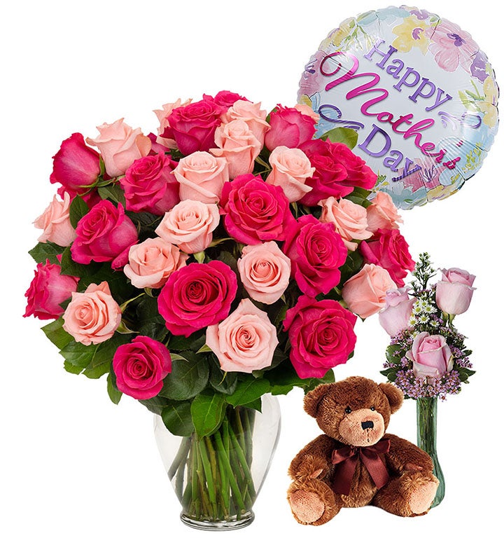 Pink & Hot Pink Roses Bundle